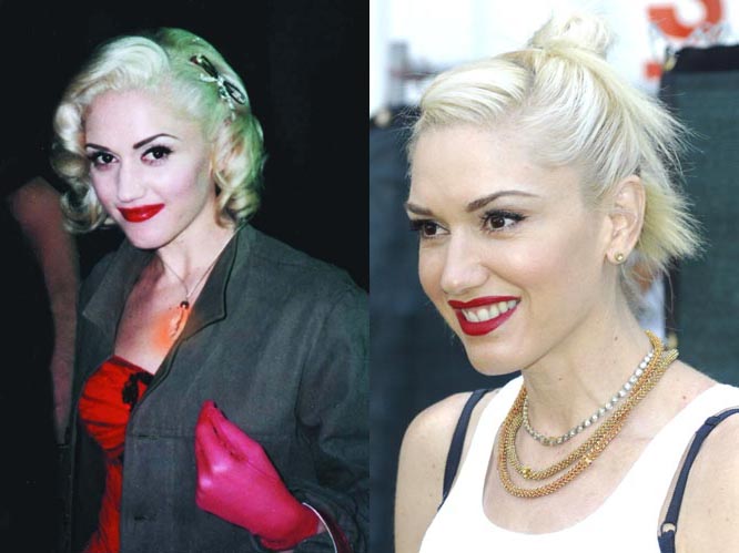 Gwen Stefani 2001-2012: The No Doubt star doesn't seem to have aged at all, trademark red lipstick and bleach blonde hair still in place.